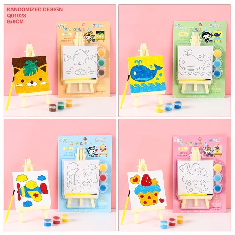 MG Traders Pack Easel & Canvas 9X9Cm Canvas Printed With Easel Kit (Q91023)  (Contain 1 Unit)