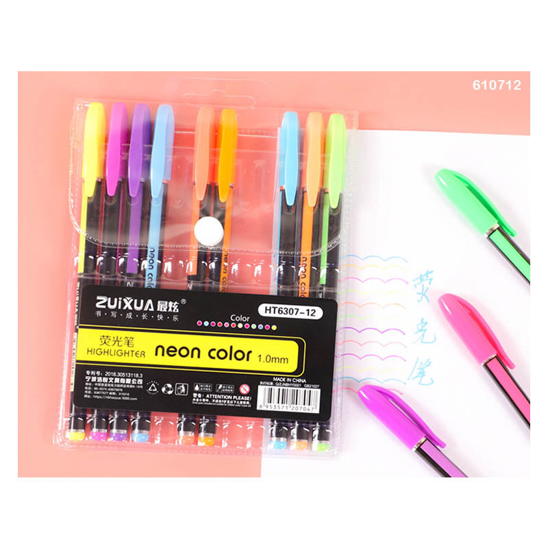 MG Traders Pack Highlighterss Ht6307-12Pc Highlighter Neon Colour Pen (630712)  (Contain 1 Unit)