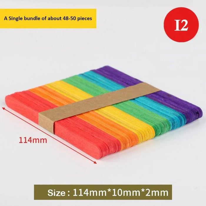 Ice Cream Stick (I2) Small Colour  50Pcs  (Contain 1 Unit)