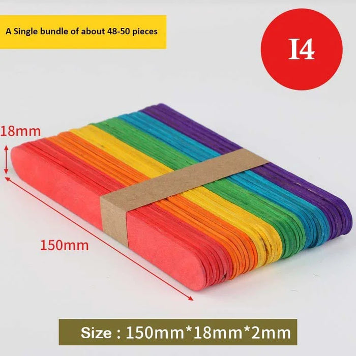 Ice Cream Stick (I4) Big Colour  50Pcs  (Contain 1 Unit)