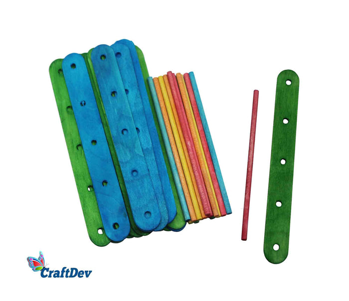 Colorful Ice Cream Sticks with Holes for Creative Crafts