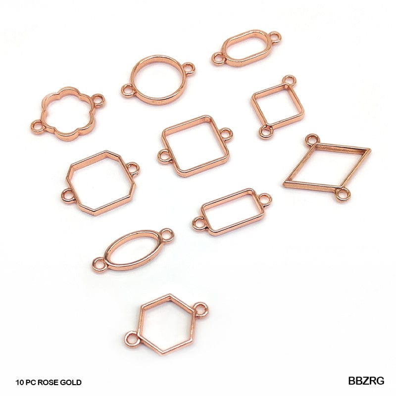 MG Traders Pack Jewellery Bbzrg Bezels Mix Shape Set 10Pc Rose Gold  (Contain 1 Unit)