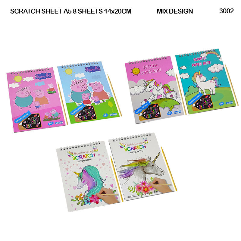 MG Traders Pack Kids Books 3002 Scratch Sheet Spiral A5 8 Sheets 14X20Cm  (Contain 1 Unit)