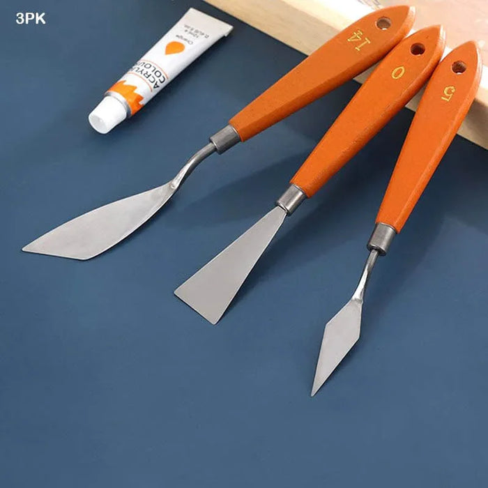 3Pc Metal Painting Knife Set with Wooden Handle | 1 Unit Pack