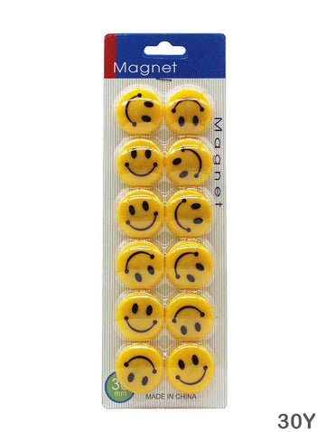 MG Traders Pack Magnet Sheet & Buttons 30Mm Smile Magnet Yellow 12Pcs (30Y)  (Contain 1 Unit)