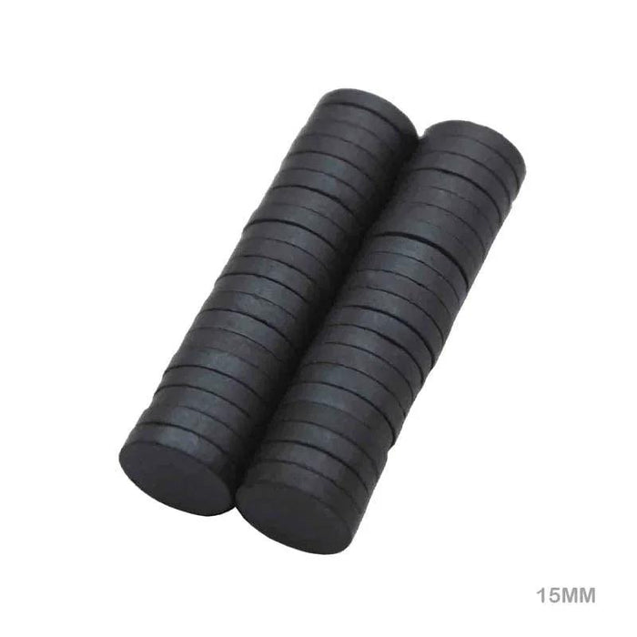 Black 15x3mm Round Magnets | Pack of 50 Magnets | 15MM