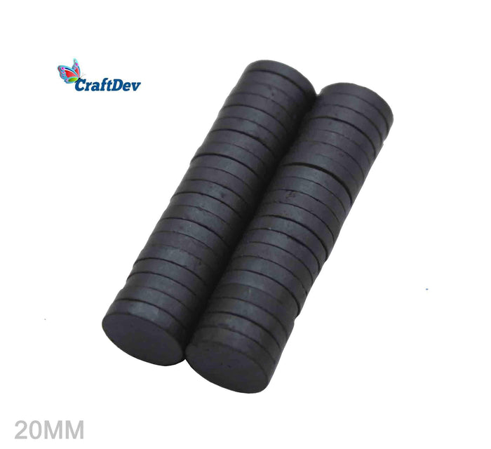 Black 20x3mm Round Magnets | Pack of 50 Magnets | 20MM