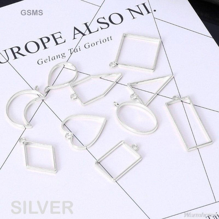 Silver Mix Shape Bezels for Resin Art l Pack of 1  (10pc )