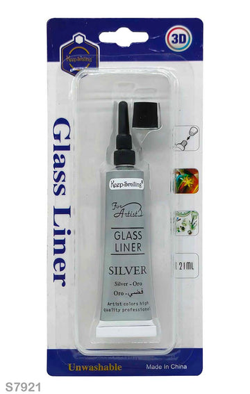 MG Traders Pack Paint & Colours Glass Liner Color (S7921) Silver  (Contain 1 Unit)
