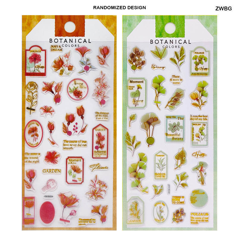 MG Traders Pack Pearl & Diamond Stickers Zwbg Botanical Colors Journaling Journaling Sticker  (Contain 1 Unit)