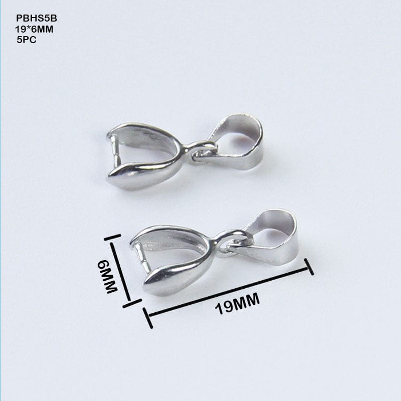 MG Traders Pack Pendant Pbhs5B Pendant Buckle Head Silver 19*6Mm Big 5Pc  (Contain 1 Unit)