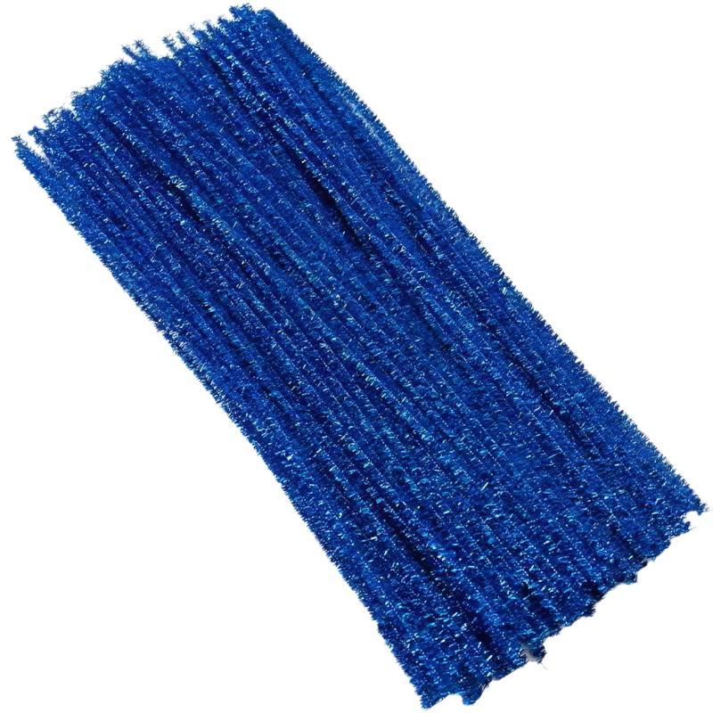 (Buy 1 Get 1 Free) Dark Blue Glitter Pipe Cleaners for Sparkly Crafts (100 Pack)