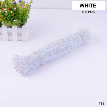 Pipe Cleaner Glitter 100Pc White (T35)  (Contain 1 Unit)