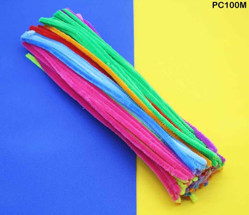 MG Traders Pack Pompom & Pipe cleaner Pipe Cleaner Plain 100Pc Multi Colored (Pc100M)  (Contain 1 Unit)