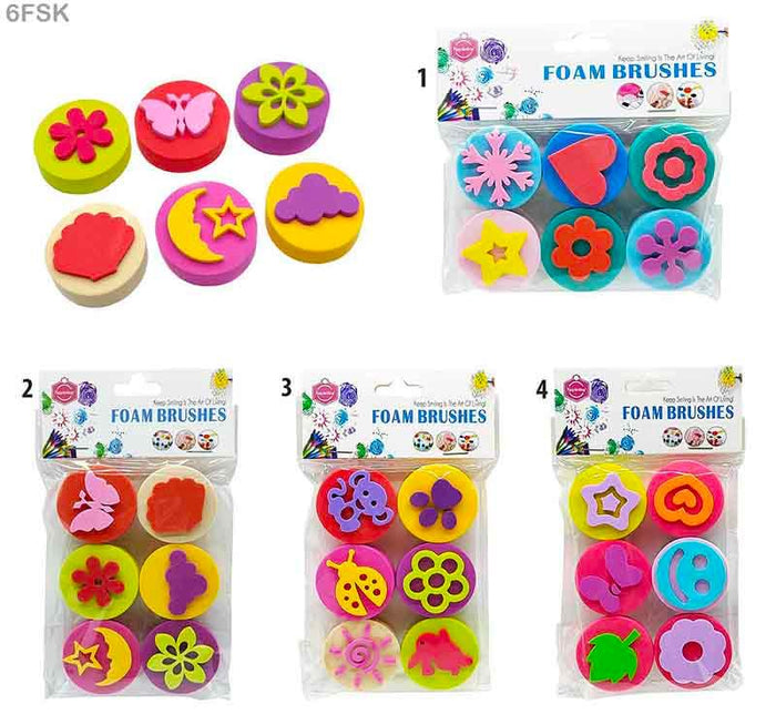 (Buy 1 Get 1 FREE) Fun Foam Stamps for Kids - Assorted Designs (6 Pack)