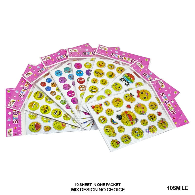 MG Traders Pack Stickers 10Smile Smile Journaling Sticker (10 Sheet)  (Contain 1 Unit)