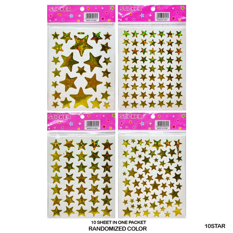 MG Traders Pack Stickers 10Star Star Journaling Sticker (10 Sheet)  (Contain 1 Unit)