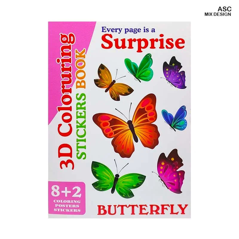 3D Coloring Journaling Sticker Book - 10 Cartoon Sheets