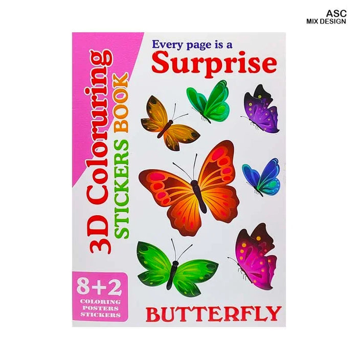 3D Coloring Journaling Sticker Book - 10 Cartoon Sheets