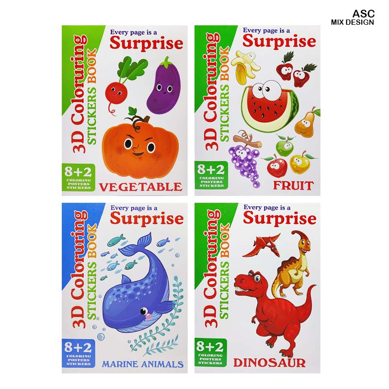 MG Traders Pack Stickers Asc 3D Colouring Journaling Sticker Book 10 Sheet Cartoon  (Contain 1 Unit)