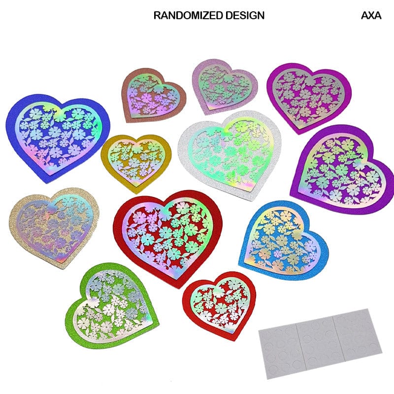 MG Traders Pack Stickers Axa 3D Heart Decoration Glitter Journaling Sticker 12 Heart  (Contain 1 Unit)