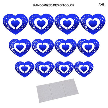 MG Traders Pack Stickers Axb 3D Heart Decoration Metallic Journaling Sticker 12 Heart  (Contain 1 Unit)