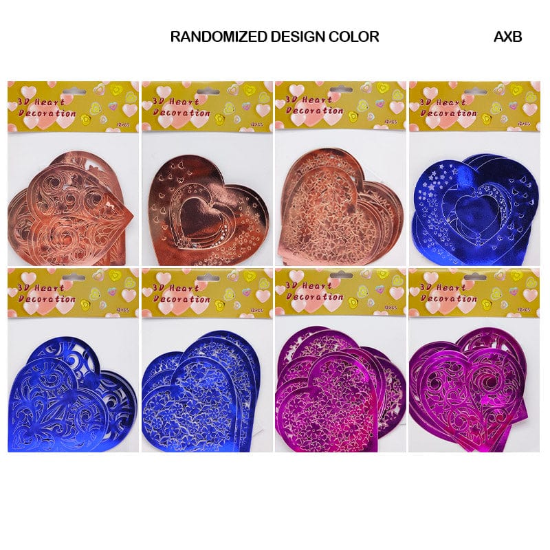 MG Traders Pack Stickers Axb 3D Heart Decoration Metallic Journaling Sticker 12 Heart  (Contain 1 Unit)