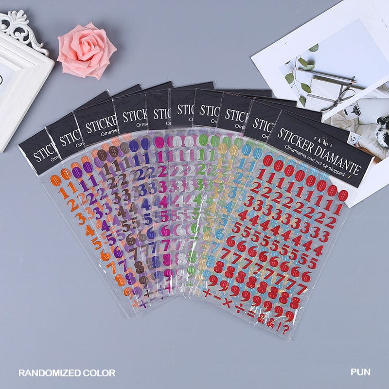 MG Traders Pack Stickers Diamante Metallic Journaling Sticker Pu Number  (Contain 1 Unit)