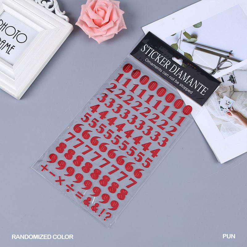 MG Traders Pack Stickers Diamante Metallic Journaling Sticker Pu Number  (Contain 1 Unit)