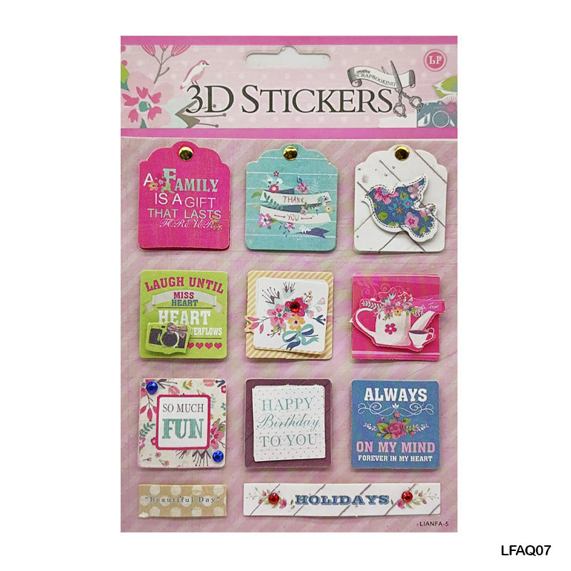 MG Traders Pack Stickers Lfaq07 Scrapbooking 3D Journaling Sticker  (Contain 1 Unit)