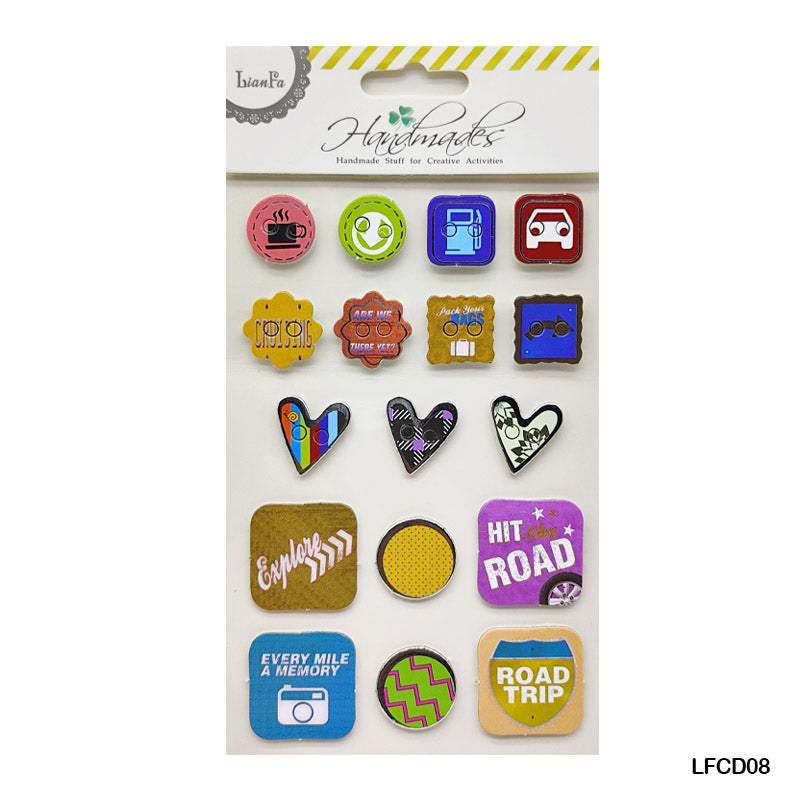 MG Traders Pack Stickers Lfcd08 Scrapbooking 3D Journaling Sticker  (Contain 1 Unit)