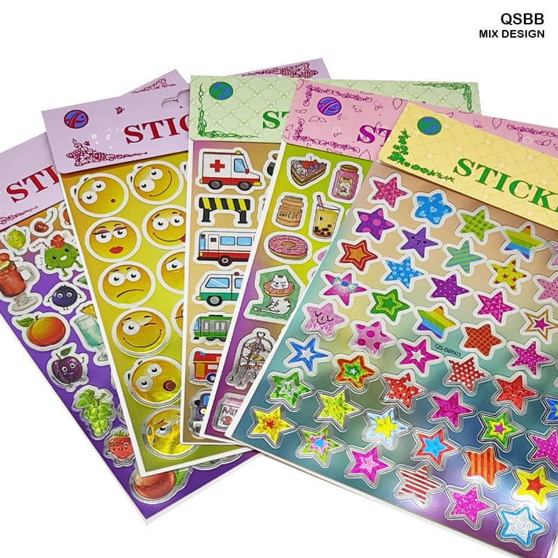 MG Traders Pack Stickers Qsbb Metalic Kids Journaling Sticker Big  (Contain 1 Unit)