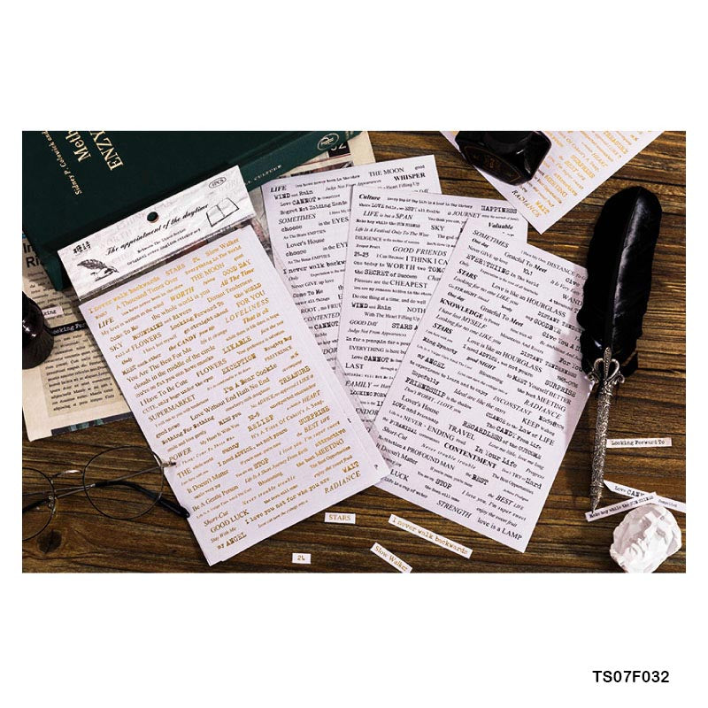 MG Traders Pack Stickers Ts07F032 Original Retro English Journaling Sticker  (Contain 1 Unit)