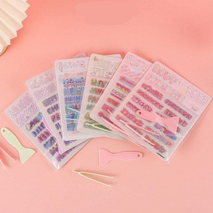 Suatelier Korean Kawaii Journaling Stickers | 4-Sheet Pack (English Font)