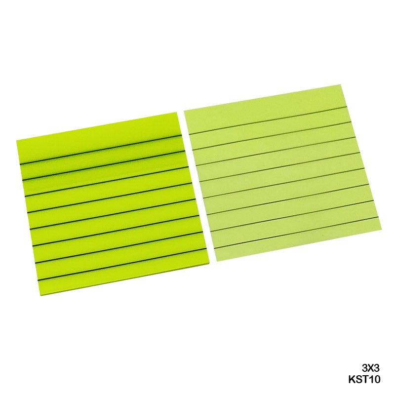 MG Traders Pack Sticky Notes Kst10 3X3 Sticky Note Plastic Fluorescent Yellow Rulled  (Contain 1 Unit)