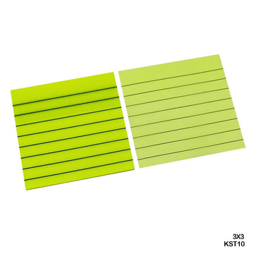 Kst10 3X3 Sticky Note Plastic Fluorescent Yellow Rulled  (Contain 1 Unit)