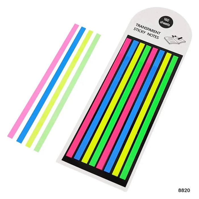 Transparent Sticky Notes Neon 8 Strip  14Cmx5Mm (pack of 1)
