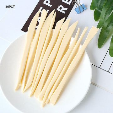 MG Traders Pack Tools 10Pc Clay Tool Plastic Cream Color (10Pct)  (Contain 1 Unit)