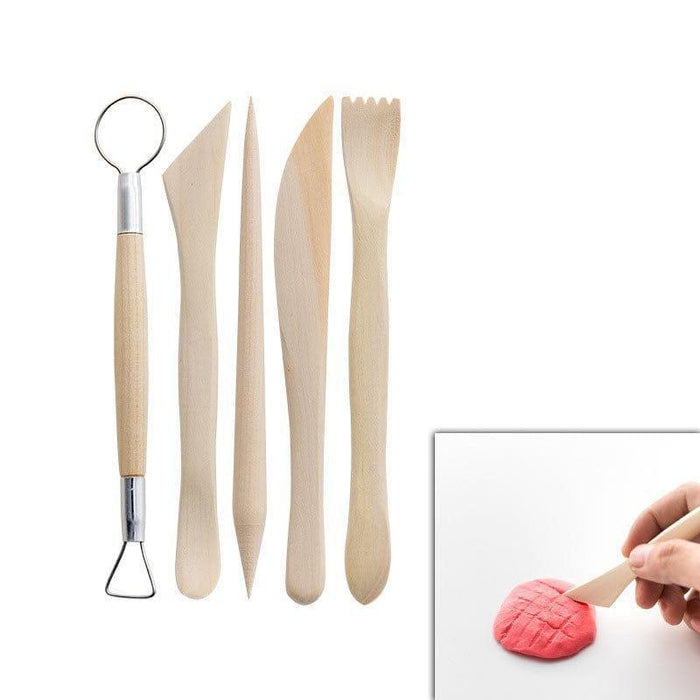 5-Piece Wooden Pottery & Clay Sculpting Tool Set