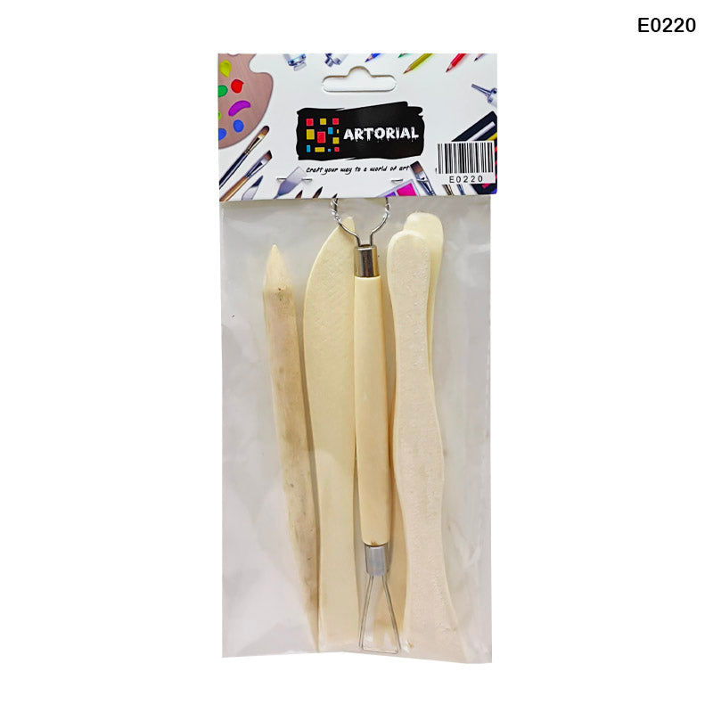 MG Traders Pack Tools 5Pc Wooden Clay Tool (E0220)  (Contain 1 Unit)