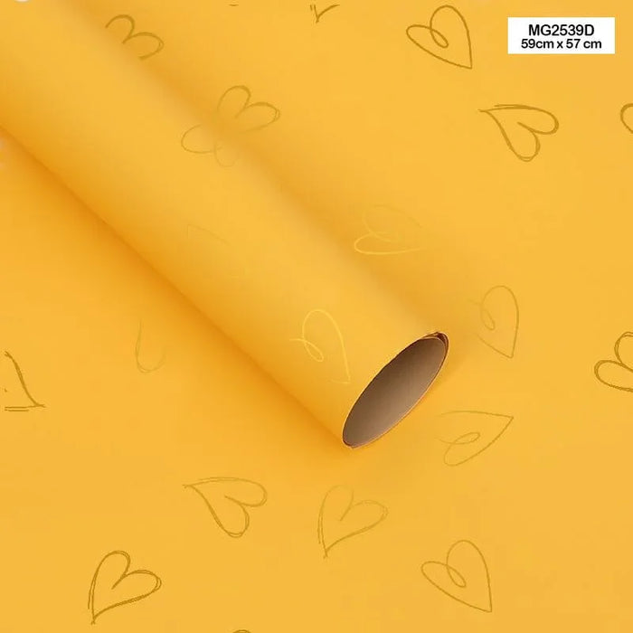 Golden yellow Hearts Wrapping Paper Sheets (Pack of 20 Sheets) | Gift Wrappers