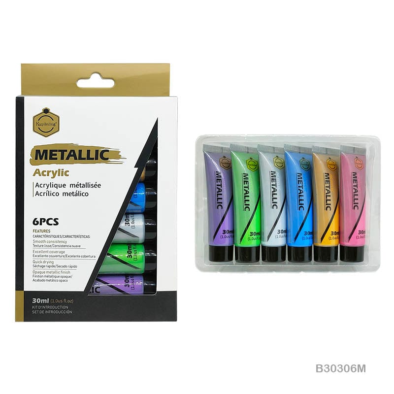 MG Traders Paint & Colours Acrylic Metallic Color 6Pc (B3030-6M) (30Ml Each)