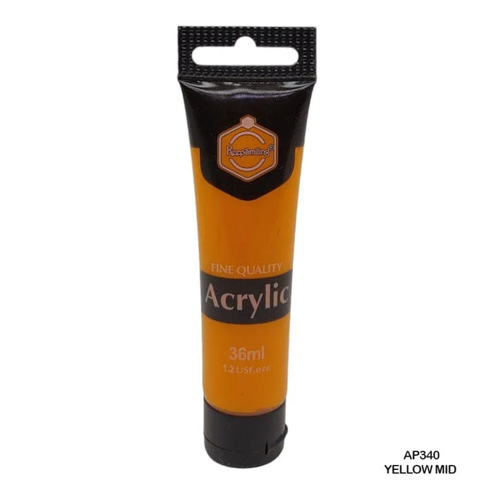 Versatile Mid Yellow Acrylic Paint (36ml Tube) - Bright Tone