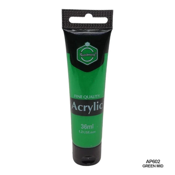 Vibrant Mid Green Acrylic Paint (36ml Tube) for Artists & Crafters