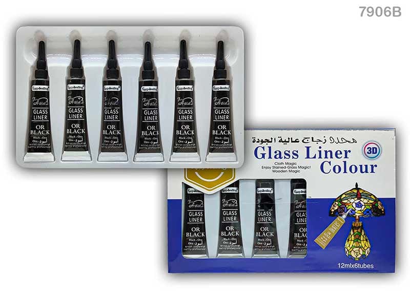 MG Traders Paint & Colours Glass Liner 6Pc Colour Black (7906B)