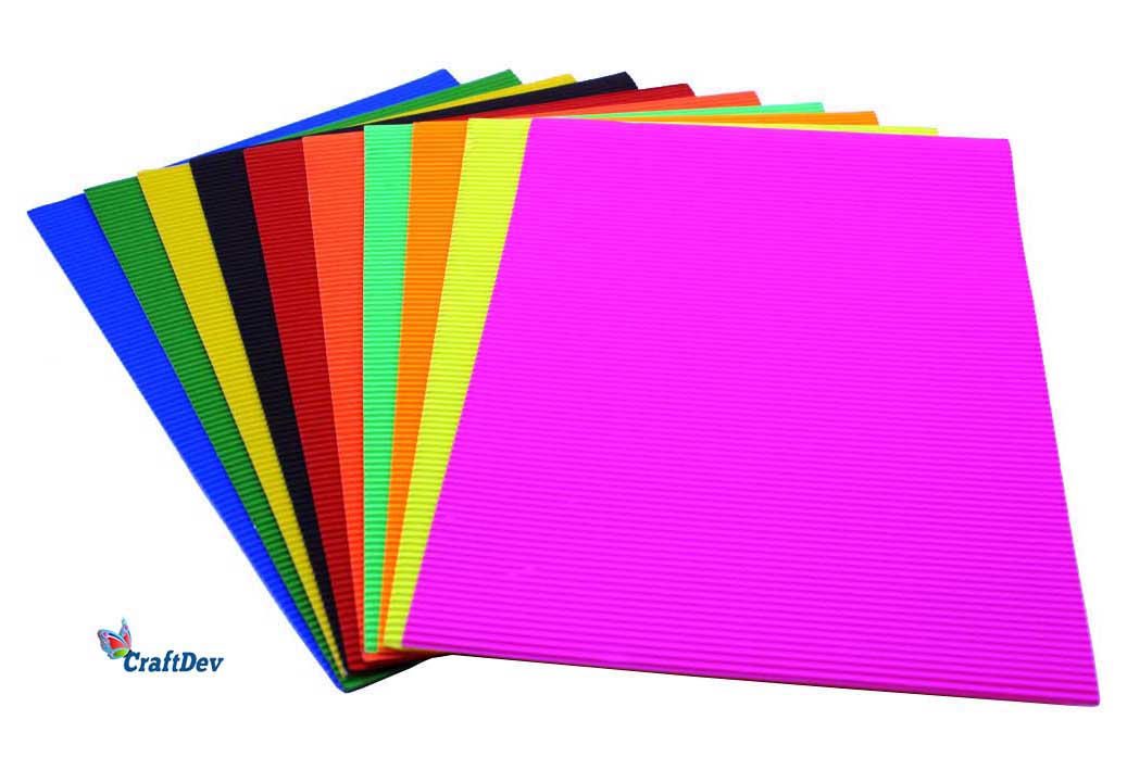 MG Traders Paper A4 Corrugeted Neon Sheets Multi 10Pcs (Csna4)