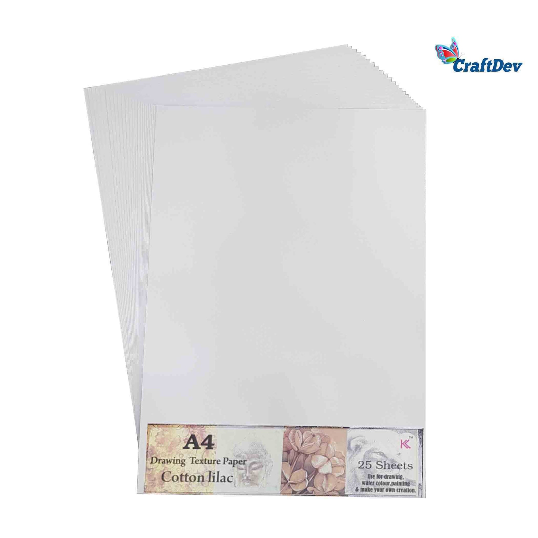 MG Traders Paper A4 Drawing Texture Paper Cotton Lilac 25 Sheet (A4Cl)