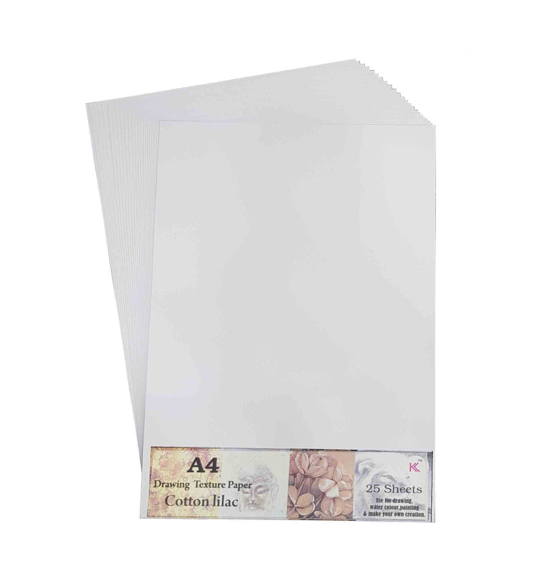 MG Traders Paper A4 Drawing Texture Paper Cotton Lilac 25 Sheet (A4Cl)