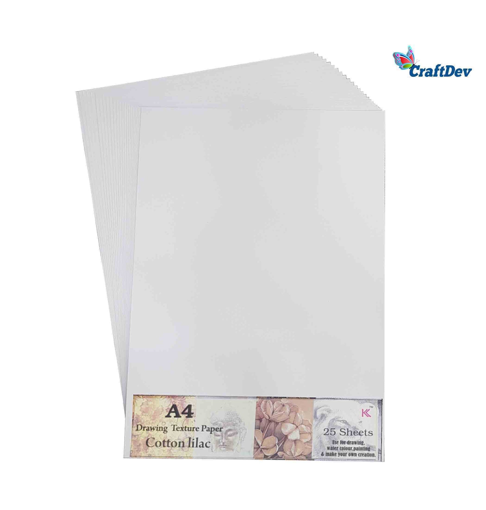 MG Traders Paper A4 Drawing Texture Paper Cotton Lilac 25 Sheet (A4Cl)