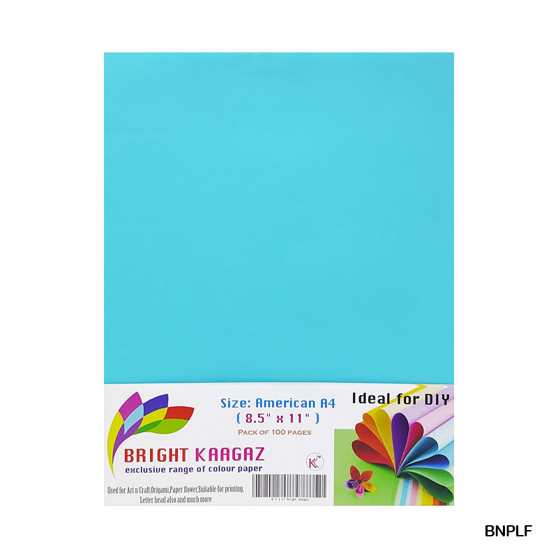 MG Traders Paper Bright Neon Color Paper L Firozi 100 Sheet 8.5X11 (Bnplf)